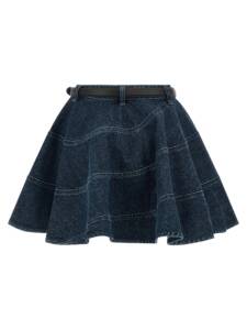 Self-Portrait Flared Denim Mini Skirt