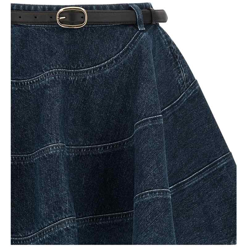 Self-Portrait Flared Denim Mini Skirt