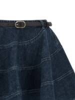 Self-Portrait Flared Denim Mini Skirt