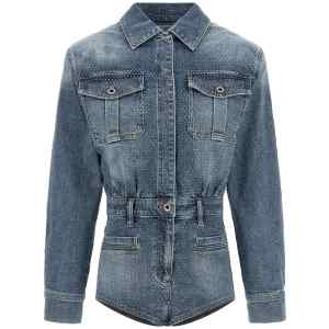 Self-Portrait Rhinestone Denim Jumpsuit