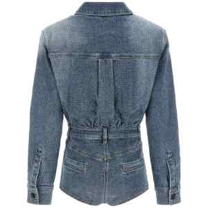 Self-Portrait Rhinestone Denim Jumpsuit