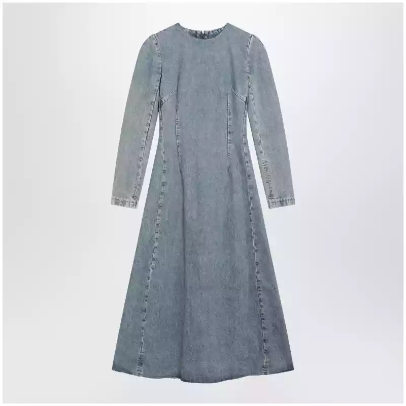 Maison Margiela Cup-shoulder denim midi dress in ice blue