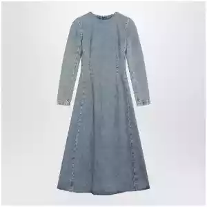 Maison Margiela Cup-shoulder denim midi dress in ice blue