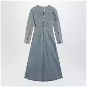 Maison Margiela Cup-shoulder denim midi dress in ice blue