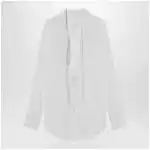 Maison Margiela Deep V-neck cotton poplin shirt in white