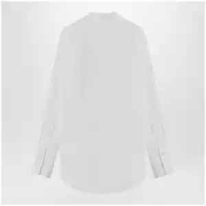 Maison Margiela Deep V-neck cotton poplin shirt in white