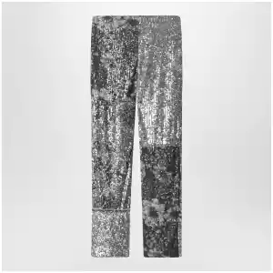 Maison Margiela Patchwork trousers with floral sequins, multicolor