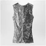 Maison Margiela Floral sequin sleeveless top in ice blue