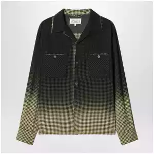 Maison Margiela Gradient check viscose shirt in yellow and black