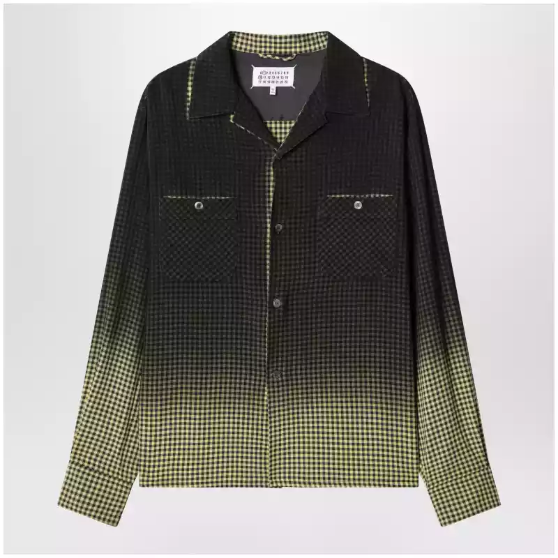 Maison Margiela Gradient check viscose shirt in yellow and black