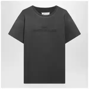 Maison Margiela Black washed-out cotton T-shirt with reverse logo