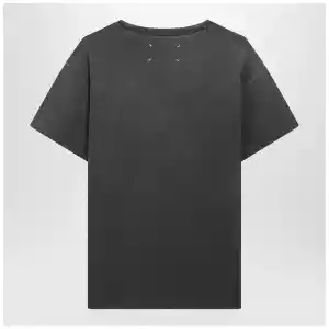 Maison Margiela Black washed-out cotton T-shirt with reverse logo