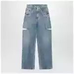 Maison Margiela Loose blue jeans with drawstrings
