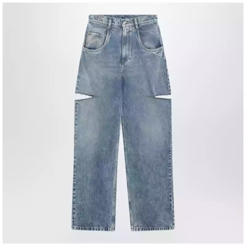 Maison Margiela Loose blue jeans with drawstrings