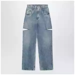 Maison Margiela Loose blue jeans with drawstrings