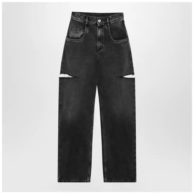 Maison Margiela Washed black jeans with side rips