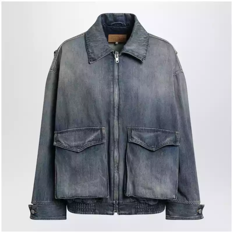 S52AM0348M30055_S_MM6-961.x-1 MM6 Maison Margiela Blue denim jacket with flap pockets