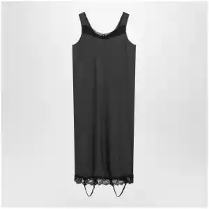 MM6 Maison Margiela Grey midi slip dress with lace trims