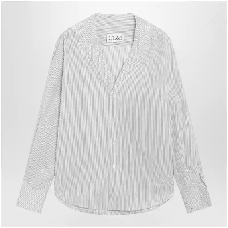 MM6 Maison Margiela Pinstriped cotton shirt with V-neck