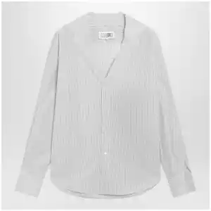 MM6 Maison Margiela Pinstriped cotton shirt with V-neck