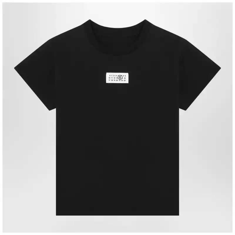 MM6 Maison Margiela Black T-shirt with Numeric Signature patch