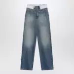 MM6 Maison Margiela Light blue washed jeans with layered waistband