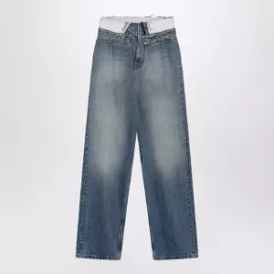 MM6 Maison Margiela Light blue washed jeans with layered waistband