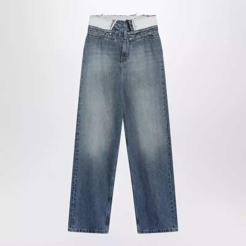 MM6 Maison Margiela Light blue washed jeans with layered waistband