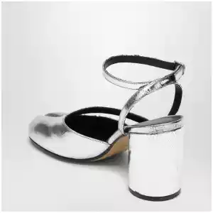 Maison Margiela Silver Tabi Sandals In Broken Mirror Finish