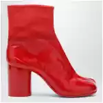 Maison Margiela Red patent leather Tabi ankle boots