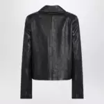 MM6 Maison Margiela Short button-up leather jacket in black calfskin