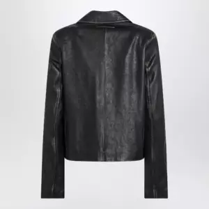MM6 Maison Margiela Short button-up leather jacket in black calfskin