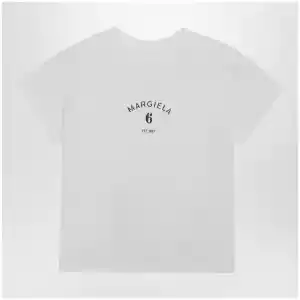 MM6 Maison Margiela Off-white cotton jersey T-shirt with numeric embroidery
