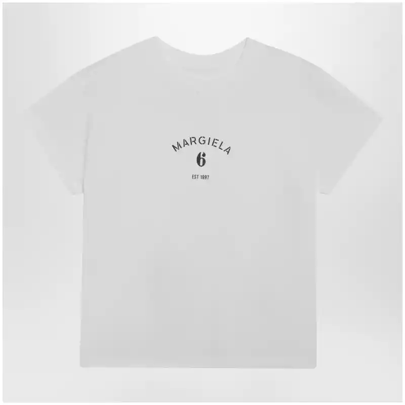 MM6 Maison Margiela Off-white cotton jersey T-shirt with numeric embroidery