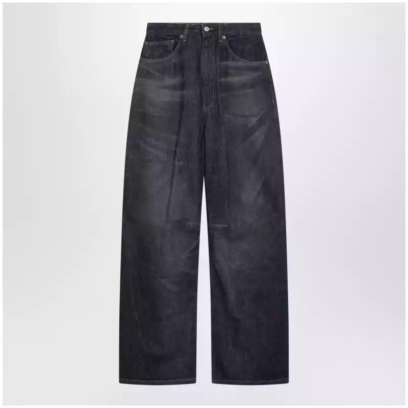 MM6 Maison Margiela Dark blue wide-leg jeans with worn effect