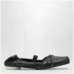 MM6 Maison Margiela Square-toe ballerinas in brown calfskin leather