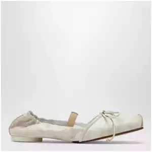 MM6 Maison Margiela Light beige square-toe calfskin ballerina flats