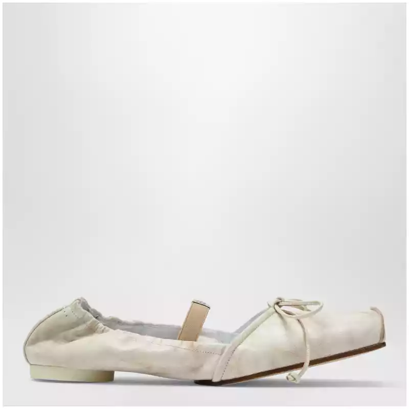 MM6 Maison Margiela Light beige square-toe calfskin ballerina flats