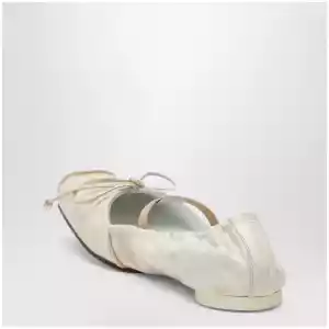 MM6 Maison Margiela Light beige square-toe calfskin ballerina flats