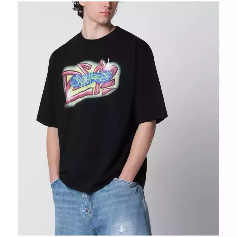 Dsquared2 Rebel Tags loose-fit cotton T-shirt in black