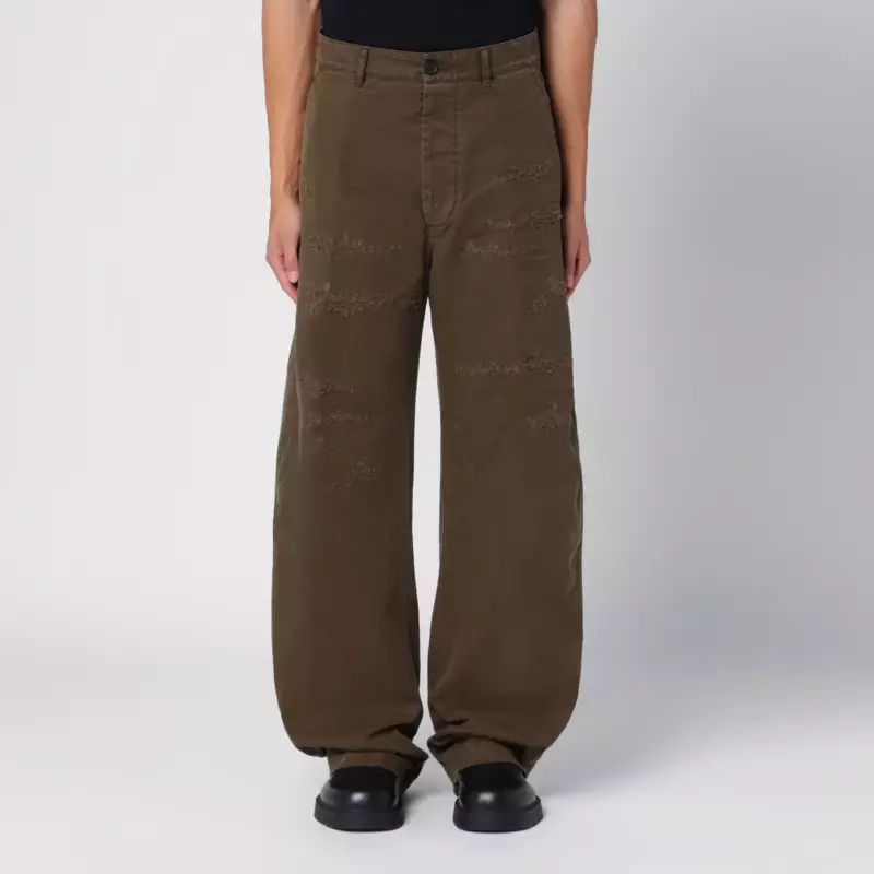 Dsquared2 Military green wide trousers with wear