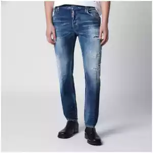 Dsquared2 Skater jeans in medium blue with destroyed details