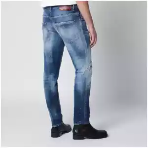 Dsquared2 Skater jeans in medium blue with destroyed details
