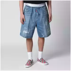 Dsquared2 Surfer light-wash distressed denim shorts in blue
