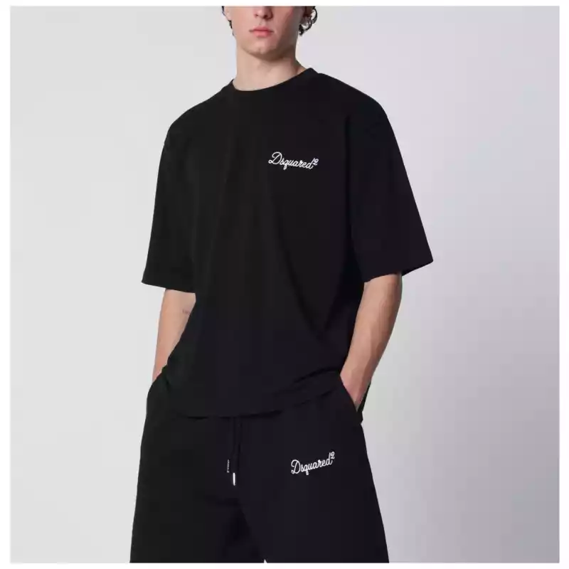 Dsquared2 Black loose-fit T-shirt with logo