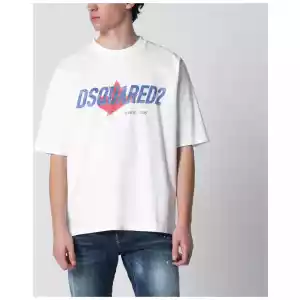 Dsquared2 White loose-fit T-shirt with logo print