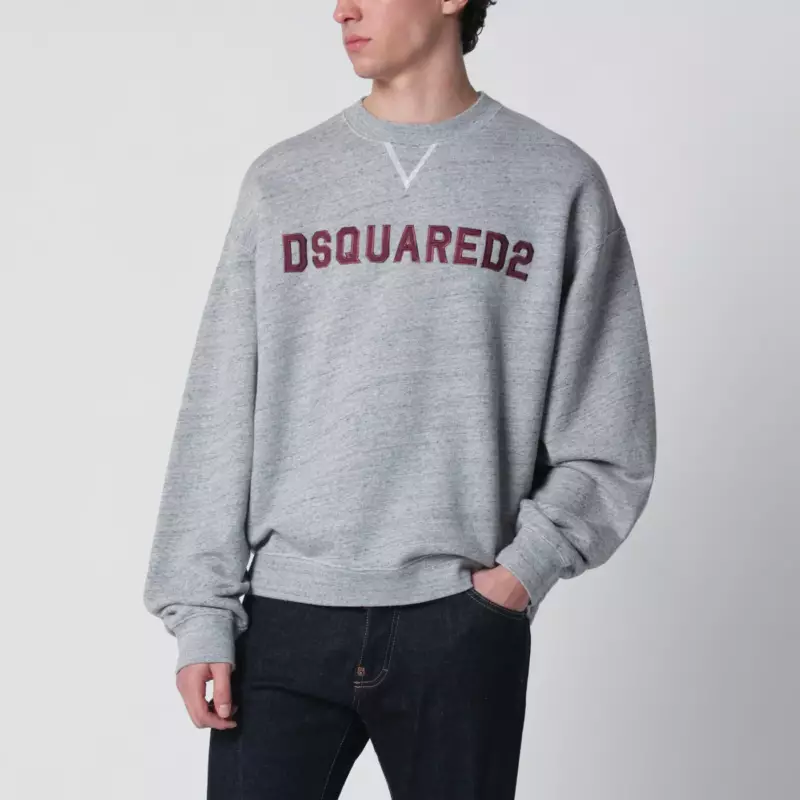 Dsquared2 Grey mélange sweatshirt with logo embroidery
