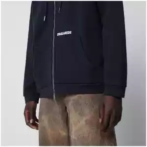 Dsquared2 Zip-up hoodie in stretch cotton, blue