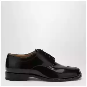 Maison Margiela Black Tabi lace-up shoe in polished calfskin