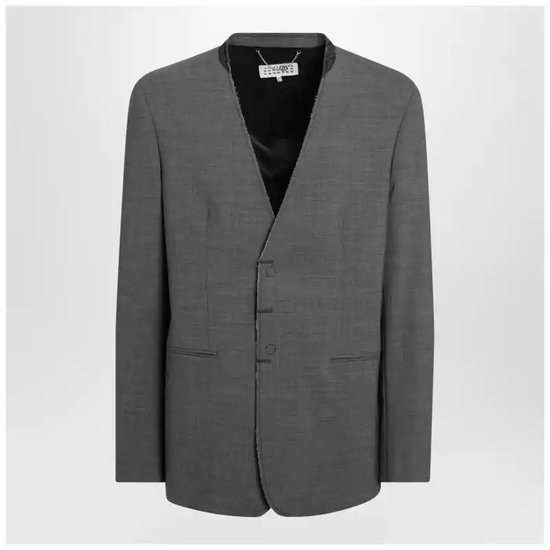 SH0BN0024M35733_S_MM6-860M.x MM6 Maison Margiela Grey mélange wool-blend jacket